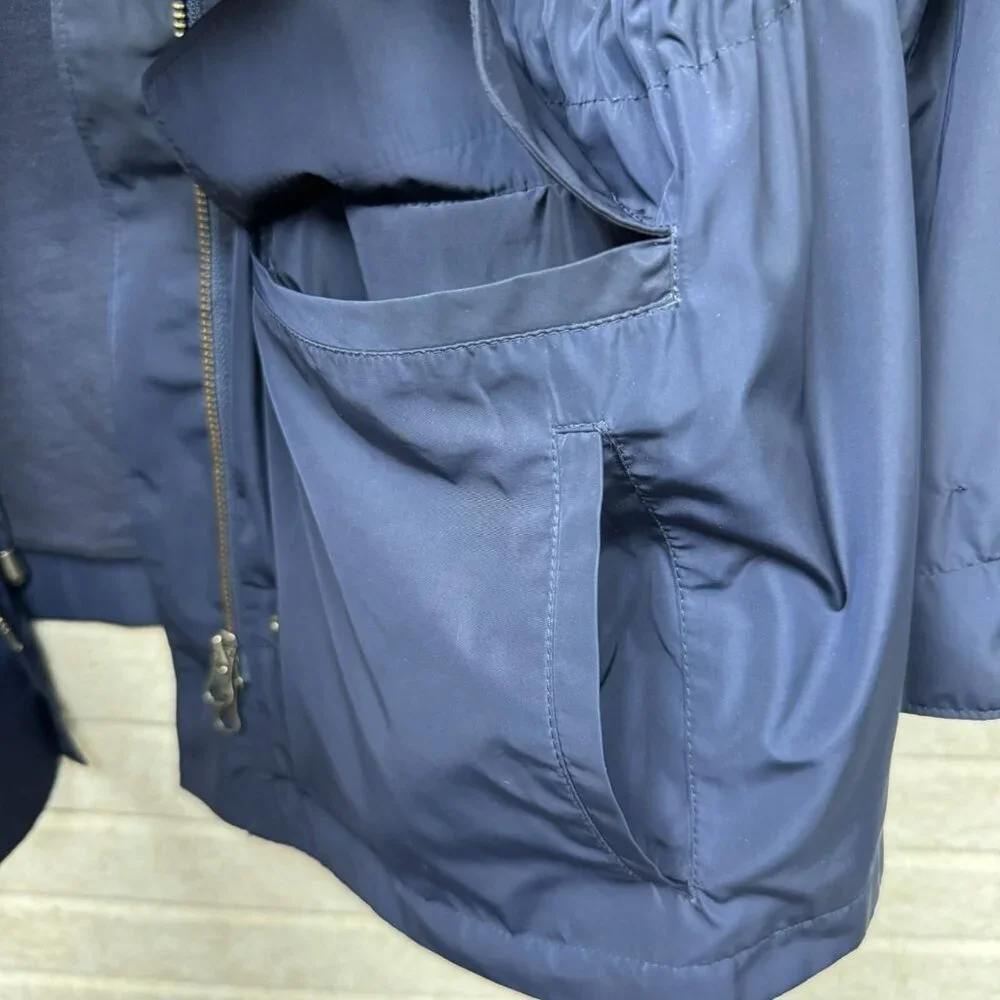 J Jill Womens Blue Zip Up Utility Jacket Drawstring Waist Front Pockets LP - Picture 5 of 14